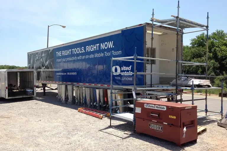 Tool trailer at a jobsite
