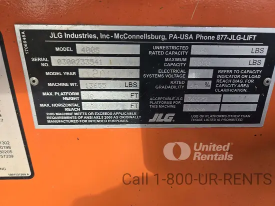2017 JLG 400S Boom Lift