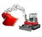 Red, white and black Takeuchi Excavator with Zero Tail Swing