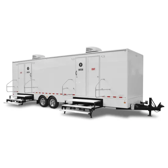 White Satellite 10-Station Restroom Trailer with 4 Sinks