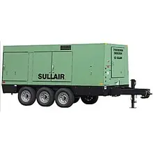 green air compressor product shot on six wheels